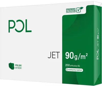 Papier ksero POL JET, A4, klasa A, 166CIE, 90gsm, 250ark.