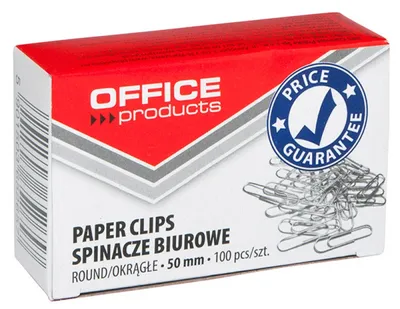 Spinacze okrągłe OFFICE PRODUCTS, 50mm, 100szt., srebrne