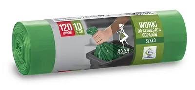 Worki do segregacji odpadów ANNA ZARADNA, szkło, 120 l, 10 szt., zielone, zielony