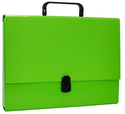 Teczka-pudełko OFFICE PRODUCTS, PP, A4/5cm, z rączką i zamkiem, jasnozielona