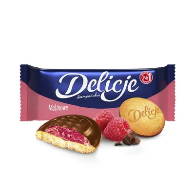 Ciastka DELICJE SZAMPAŃSKIE, 147 g, malinowe