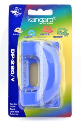 Dziurkacz KANGARO DP-280Y, dziurkuje do 11 kartek, blister, błękitny