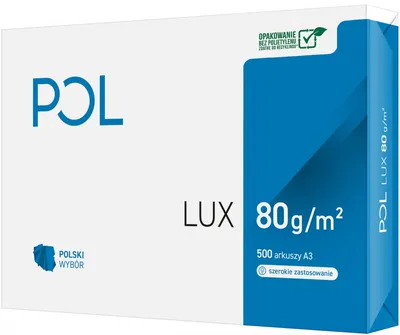 Papier ksero POL LUX, A3, klasa B, 161CIE, 80gsm, 500ark.