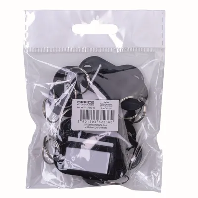 Zawieszki na klucze OFFICE PRODUCTS, 50x20mm, 10szt., czarne