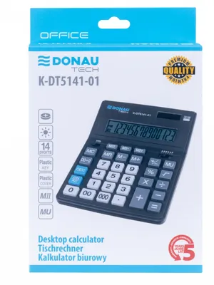 Kalkulator biurowy DONAU TECH OFFICE, CI-CDB1401BK, 14-cyfr. wyświetlacz, wym. 201x155x35mm, czarny