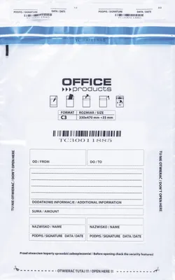 Koperta bezpieczna OFFICE PRODUCTS, C3, 330x470mm, 50szt., transparentna