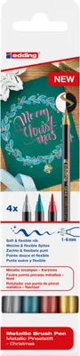 Pisak metaliczny z końcówką pędzelkową e-1340 EDDING, zestaw Xmas, 4szt.