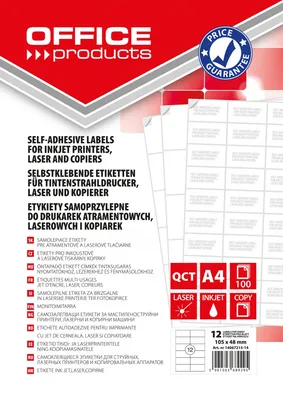 Etykiety OFFICE PRODUCTS, 105x48mm, białe, 100 ark.