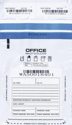 Koperta bezpieczna OFFICE PRODUCTS, M5, 150x220mm, 50szt., biała