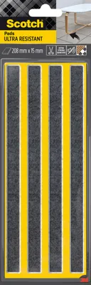 Ultra odporne podkładki filcowe SCOTCH, paski, 208x15mm, 4 szt., czarne