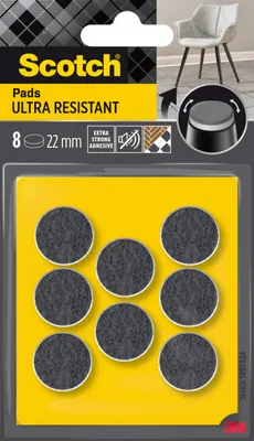 Ultra odporne podkładki filcowe SCOTCH, okrągłe, 22mm, 8 szt., czarno-białe
