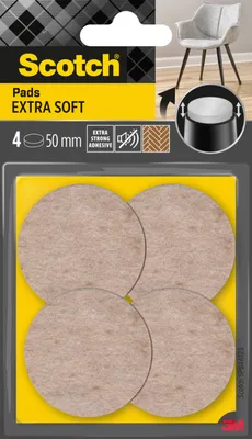 Podkładki z wełny SCOTCH, samoprzylepne, okrągłe, 55mm, 4 szt., beżowe