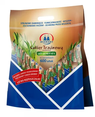 Cukier trzcinowy DIAMANT, w saszetkach, 600x5g