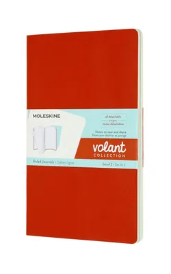 Zestaw 2 zeszytów MOLESKINE Volant, L, 13x21cm, w linie, 96 stron, coral orange/aquamarine