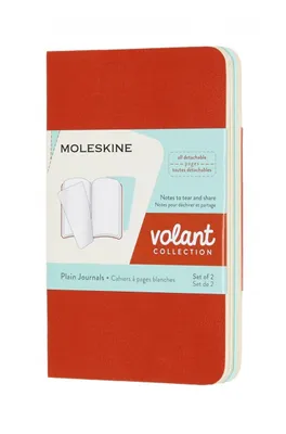 Zestaw 2 zeszytów MOLESKINE Volant, XS, 6,5x10,5cm, gładki, 56 stron, coral orange/aquamarine