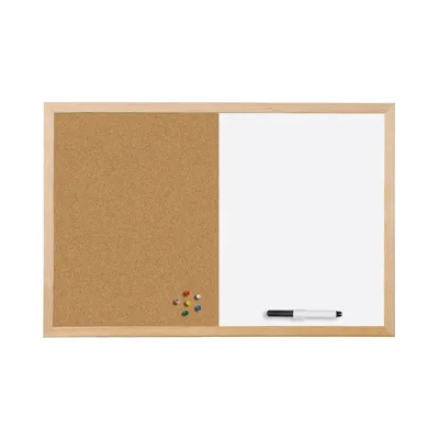 Tablica BI-OFFICE Combo, suchoś. -korkowa, 60x45cm, rama drewniana