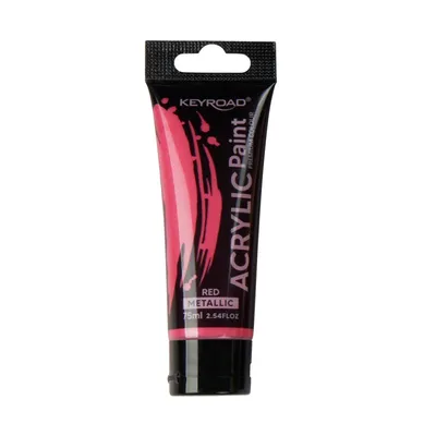Farba akrylowa KEYROAD, metaliczna, 75ml, tubka, czerwona