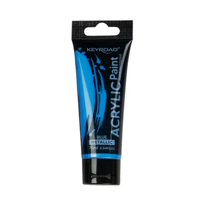 Farba akrylowa KEYROAD, metaliczna, 75ml, tubka, niebieska