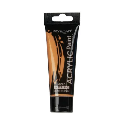 Farba akrylowa KEYROAD, metaliczna, 75ml, tubka, złota
