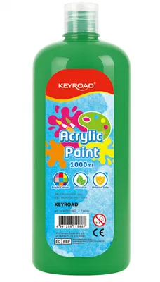 Farba akrylowa KEYROAD, 1000ml, butelka, zielona