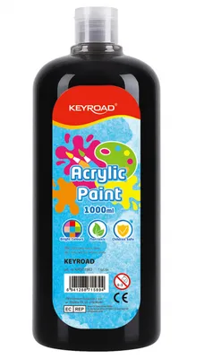 Farba akrylowa KEYROAD, 1000ml, butelka, czarna