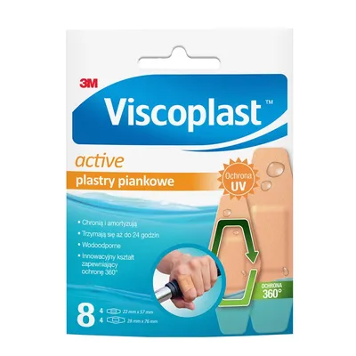 Plastry VISCOPLAST Active, piankowe, 2 rozmiary, 8 szt., kopertka