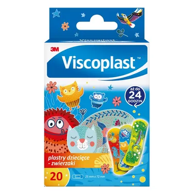 Plastry dziecięce VISCOPLAST Zwierzęta, 72x25mm, 20 szt., pudełko
