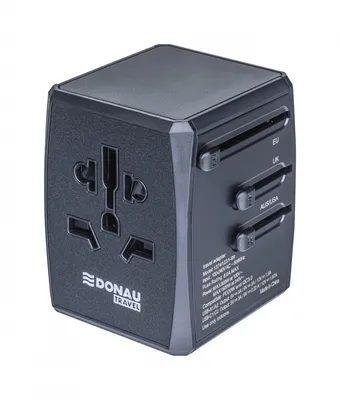 Adapter podróżny DONAU TRAVEL 904, szybkie ładowanie, czarny