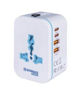 Adapter podróżny DONAU TRAVEL 205, szybkie ładowanie, biały
