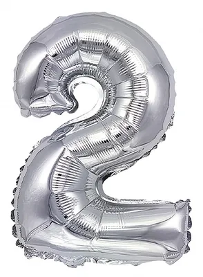 Balon foliowy PARTY GO, cyfra 2, 80cm, srebrny