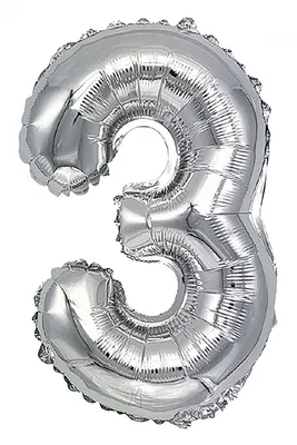 Balon foliowy PARTY GO, cyfra 3, 80cm, srebrny
