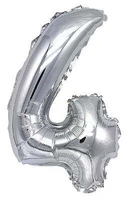 Balon foliowy PARTY GO, cyfra 4, 80cm, srebrny