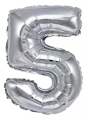 Balon foliowy PARTY GO, cyfra 5, 80cm, srebrny