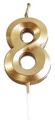 Świeczka PARTY GO, cyfra 8, 4,8cm, złota