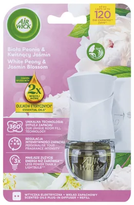 Elektryczny odświeżacz powietrza AIR WICK z wkładem peonia-jaśmin, 19ml
