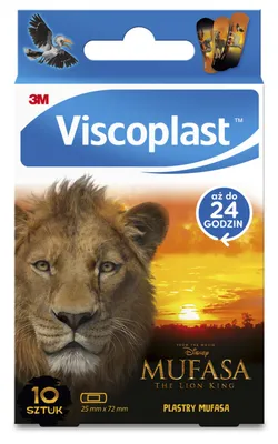 Plastry dziecięce VISCOPLAST-3M, Mufasa Król Lew, 72x25 mm, 10 szt., pudełko