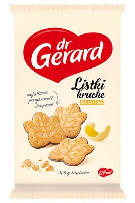 Ciastka DR GERARD Listki Kruche, maślane z polewą kakaową, 165g
