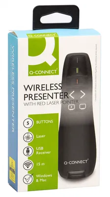 Prezenter ze wskaźnikiem laserowym Q-CONNECT, 5‑przyciskowy, czarny