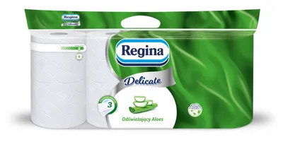 Papier toaletowy REGINA Delicate Aloes, 3-warstwowy, 18m, 150 listków, 8 rolek, biały