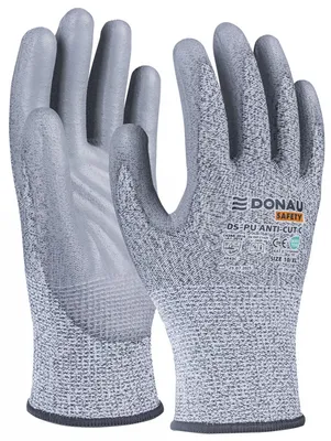 Rękawice antyprzecięciowe DONAU SAFETY DS-PU Anti-Cut C, rozm. 8, jasnoszary
