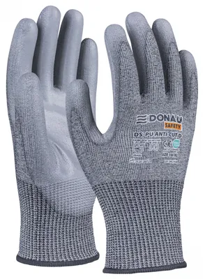 Rękawice antyprzecięciowe DONAU SAFETY DS-PU Anti-Cut D, rozm. 10, ciemnoszary