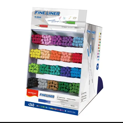 Cienkopis KEYROAD, 0,4 mm, 240 szt., pakowane na displayu, mix 20 kolorów
