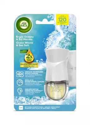 Elektryczny odświeżacz powietrza AIR WICK, Bryza Oceanu i Sól Morska, 19ml
