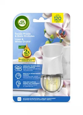 Elektryczny odświeżacz powietrza AIR WICK, Świeże Pranie i Biała Orchidea, 19ml