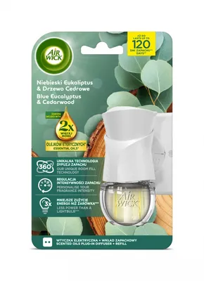 Elektryczny odświeżacz powietrza AIR WICK, Niebieski Eukaliptus i Drzewo Cedrowe, 19ml