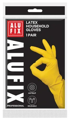 Rękawiczki domowe lateksowe ALUFIX Professional, 30g, rozmiar L, żółte