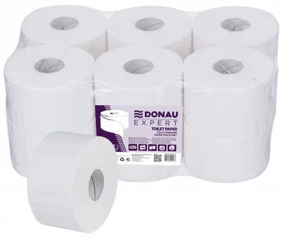 Papier toaletowy celulozowy DONAU EXPERT Jumbo, 2-warstwowy, 500 listków, 12szt., biały