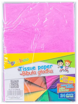 Bibuła gładka GIMBOO, w składkach, 50x70cm, 24ark., mix kolorów