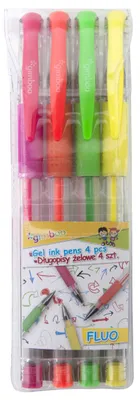 Długopis żelowy GIMBOO Fluo, 0,8mm, 4 szt., zawieszka, mix kolorów