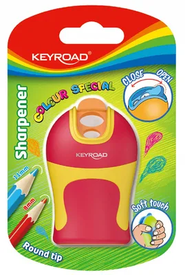 Temperówka KEYROAD Colour Special Soft Touch, plastikowa, podwójna, ostrzenie zaokrąglone, blister, mix kolorów